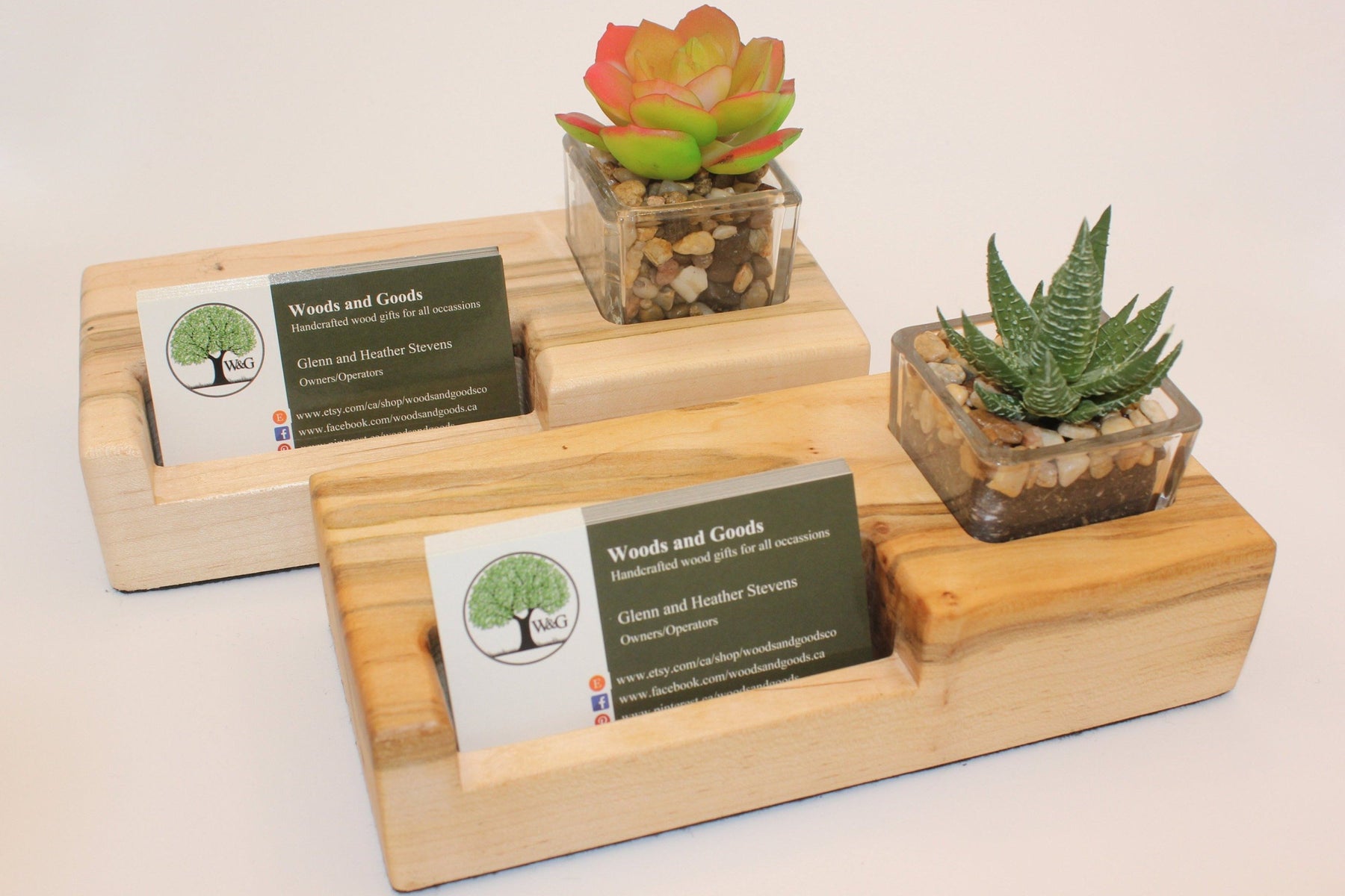 succulent business card holder Business Card Holder with Succulent – Woods and Goods